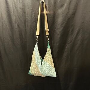 Hand Crafted Mint and Beige Shoulder Bag
